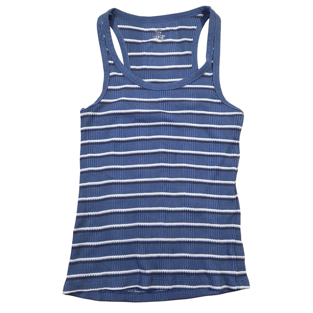 Aerie Womens Striped Waffle Knit Racerback Tank Top Size M Lounge Boho Casual